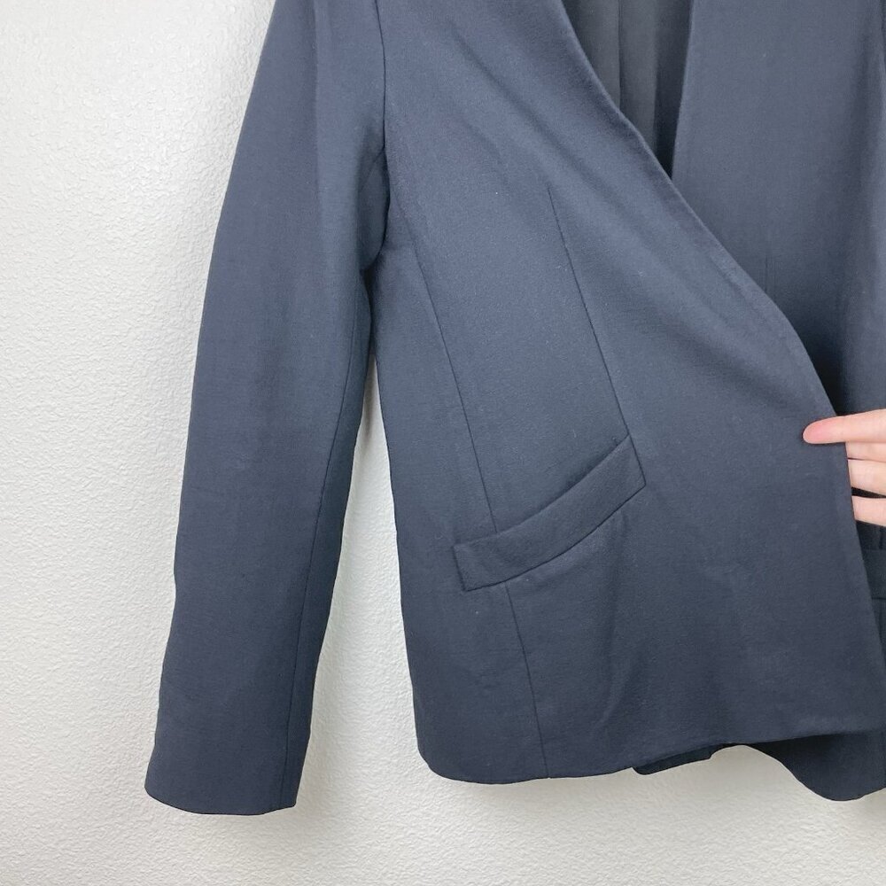 Protagonist Women's 4 Black Open Front Blazer Jacket Coat Pockets Silk Lined Car - Picture 6 of 16